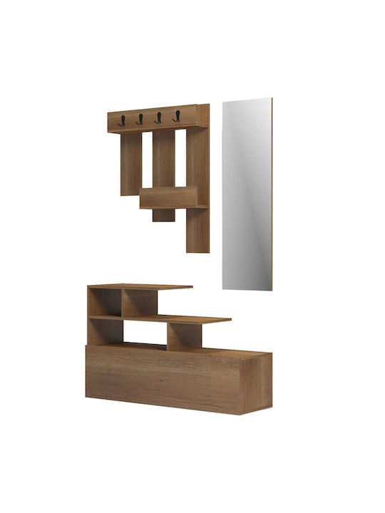 Hallway Furniture with Mirror and Shoe Rack Natural 100x30x61cm