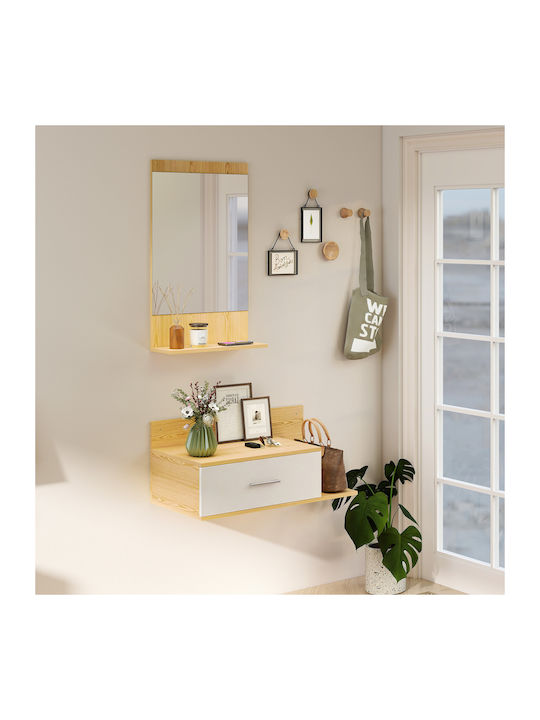 Hallway Furniture with Mirror Wood and Glass 80x39.5x33.5cm