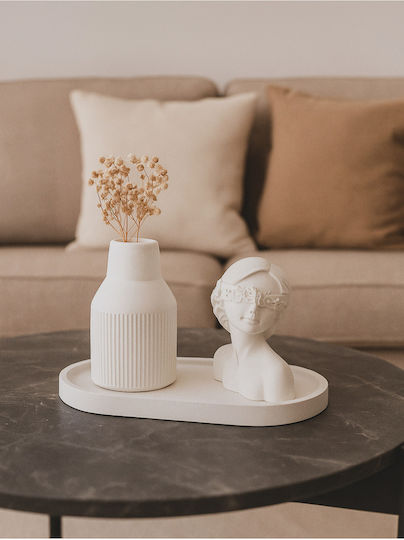 Stewehome Set 3 Bucăți Vaze Figurină Feminină Obiect Decorativ Vază Ovală Bibelou Decorativ Tip Alb 7x10 Cm