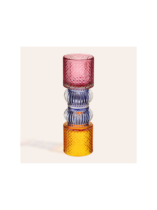 Stewehome Decorative Glass Object Multicolored 7x7x23 Cm