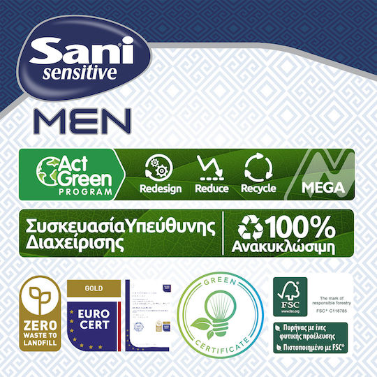 Sani Sensitive Men Πάνες Βρακάκι Ακράτειας Large σε Μπλε Χρώμα 12τμχ