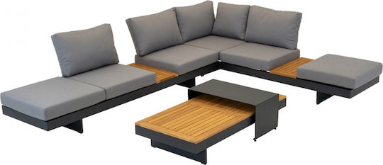 Outdoor Living Room Set 2 Pieces Grey with Pillows