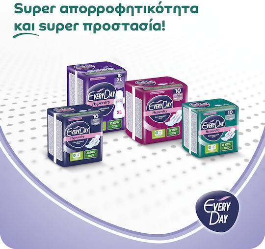 Every Day Hyperdry Super Hygienepads mit Flügeln für Starke Strömung 6 Tropfen 10Stück Ultra Plus