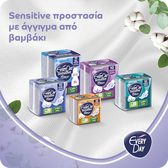 Every Day Sensitive with Cotton Super Hygienepads mit Flügeln für Starke Strömung 6 Tropfen 18Stück Ultra Plus