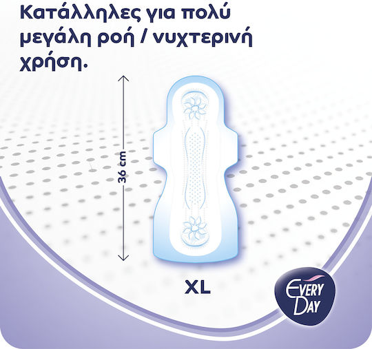 Every Day Double Dry Extra Long Sanitary Pads with Wings Ultra Plus for Heavy Flow 8 Drops 8pcs
