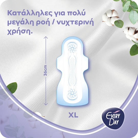 Every Day Sensitive with Cotton Extra Long Sanitary Pads with Wings for Heavy Flow 8 Drops Double Pack 2x9pcs