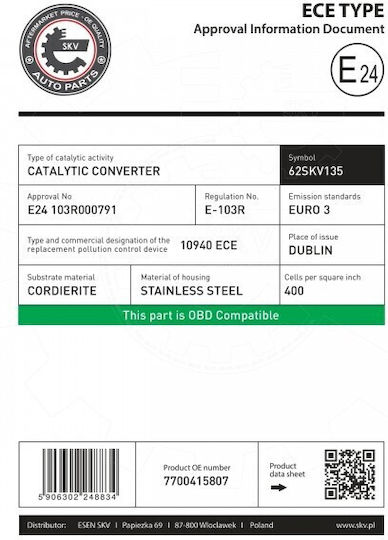 SKV Katalysator Für Renault