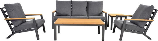 Garten- und Outdoor-Möbelsets Wohnbereich 4 Stück Mattes Charcoal mit Kissen
