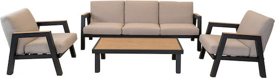 Outdoor Living Room Set 4 Pieces Anthracite with Pillows
