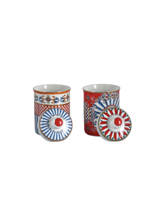 SteweHome Set of 2 General Use Food Jars with Lid Made of Porcelain 999ml