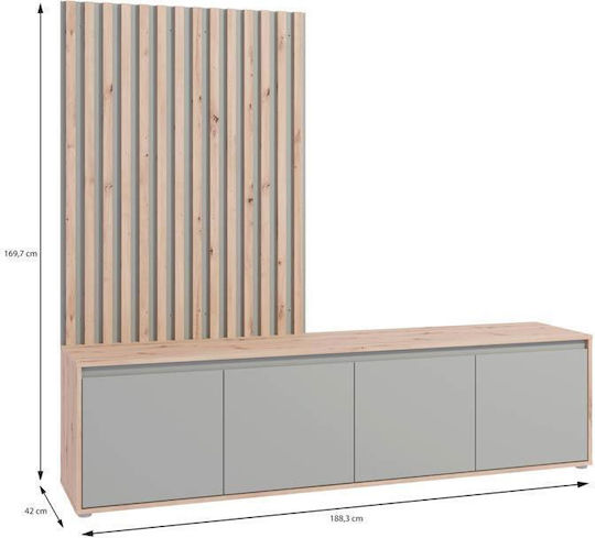 Телевизионно Мебел Stonex Зелен М189xД42xВ170cm