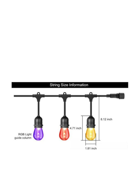 Wasserdichte Lichterkette Beleuchtung LED 12m mit 15 RGB Lampen