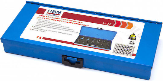 HBM Machines Καρυδάκια Τετράγωνα με Καρέ Υποδοχής 1/2", 3/8" Σετ 14τμχ