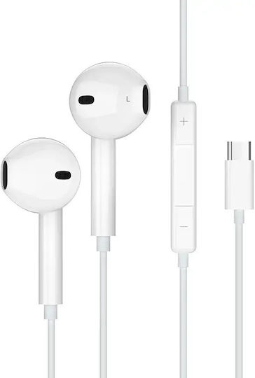 Jellico Ep2a In-ear Handsfree Ακουστικά με Βύσμα USB-C Λευκό