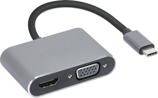 iBox USB-C Докинг Станция с HDMI 4K PD и Свързване на 2 Монитора Сива