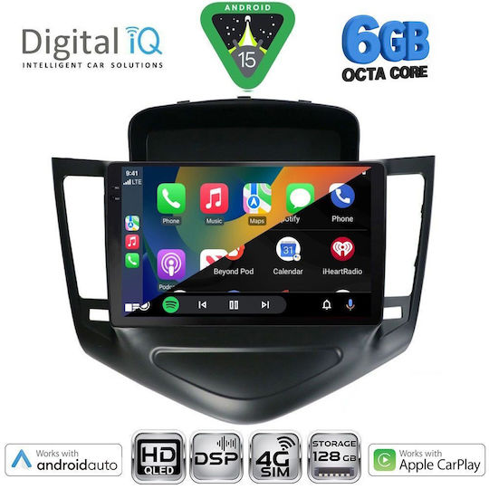 Digital IQ Car Audio System for Chevrolet Cruze 2008-2012 with Clima (Bluetooth/USB/WiFi/GPS/Apple CarPlay/Android Auto) with 9" Touch Screen