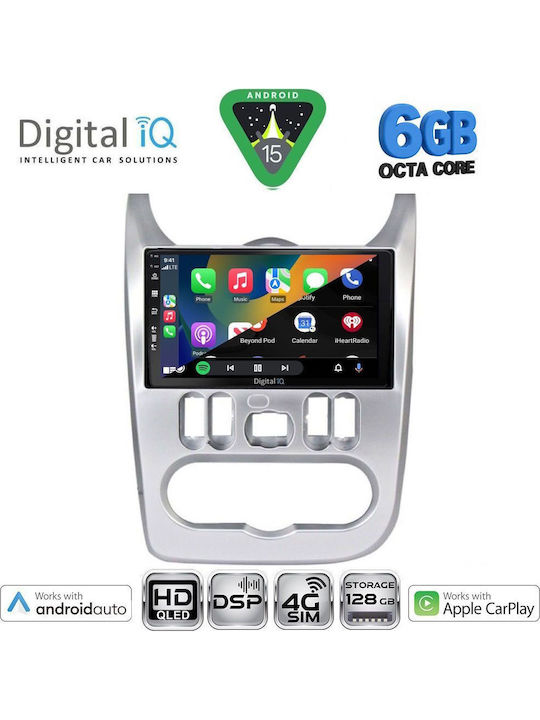 Digital IQ Car Audio System for Renault Logan Dacia Duster Logan Sandero 2006-2012 Bluetooth USB WiFi GPS Apple CarPlay Android Auto with 9" Touch Screen
