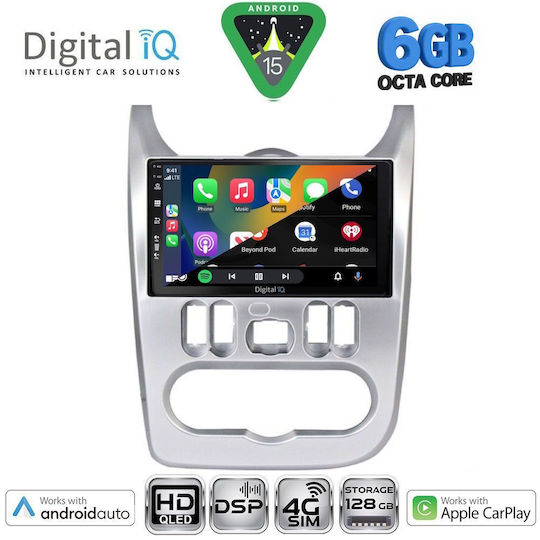 Digital IQ Car Audio System for Renault Logan Dacia Duster Logan Sandero 2006-2012 Bluetooth USB WiFi GPS Apple CarPlay Android Auto with 9" Touch Screen