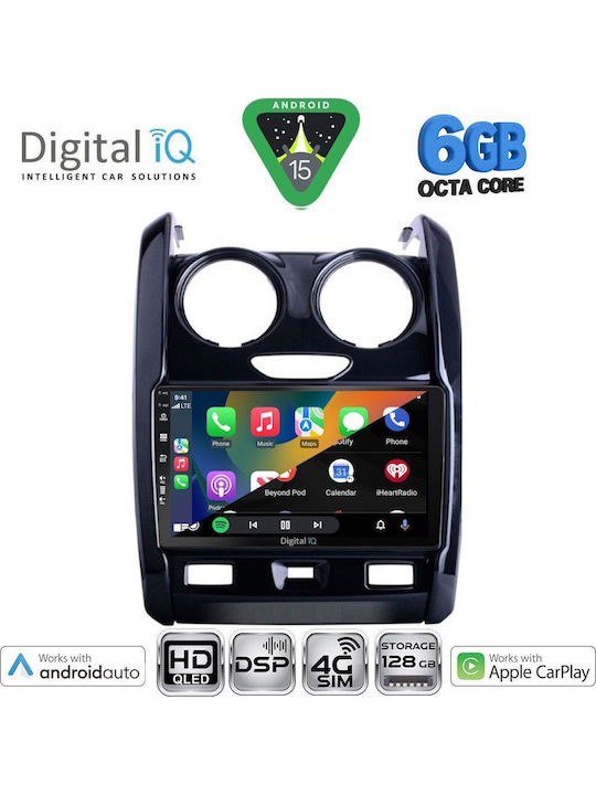 Digital IQ Car Audio System for Dacia Duster 2012-2019 Bluetooth USB WiFi GPS Apple CarPlay Android Auto with 9" Touch Screen