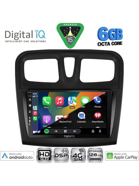 Digital IQ Car Audio System for Dacia Logan / Sandero 2012-2019 (Bluetooth/USB/WiFi/GPS/Apple CarPlay/Android Auto) with 9" Touch Screen