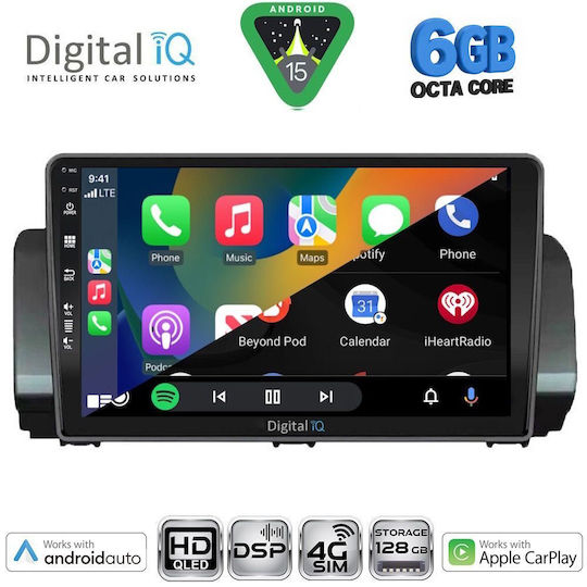 Digital IQ Car Audio System for Dacia Logan / Sandero / Jogger Bluetooth USB WiFi GPS Apple CarPlay Android Auto with 9" Touch Screen