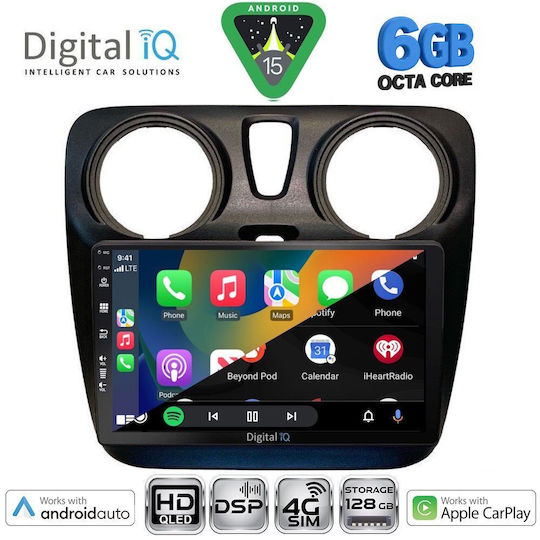 Digital IQ Car Audio System for Dacia Dokker 2012-2022 (Bluetooth/USB/WiFi/GPS/Apple CarPlay/Android Auto) with 9" Touch Screen