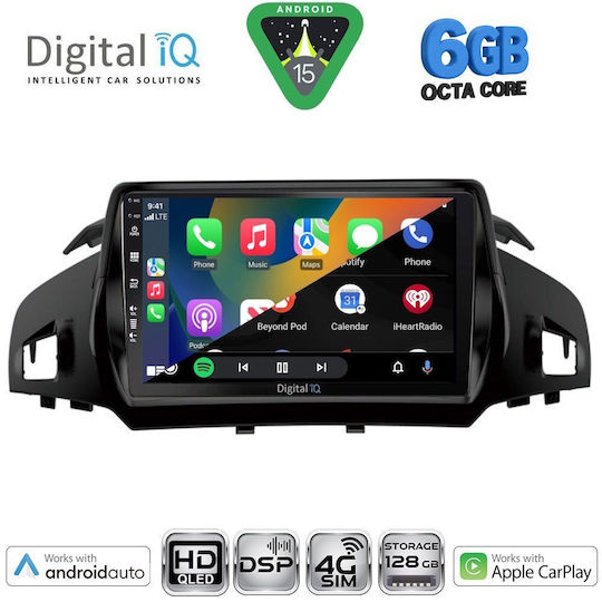 Digital IQ Ηχοσύστημα Αυτοκινήτου για Ford Kuga / C-Max 2011-2023 (Bluetooth/USB/WiFi/GPS/Apple-Carplay/Android-Auto) με Οθόνη Αφής 9"