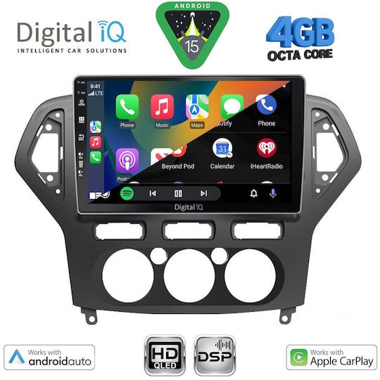 Digital IQ Car Audio System for Ford Mondeo 2007-2011 with A/C Bluetooth USB WiFi GPS Apple CarPlay Android Auto with 10" Touch Screen