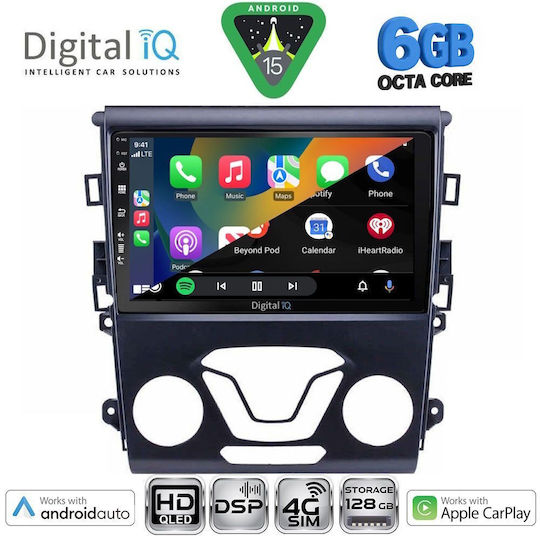 Digital IQ Auto-Audiosystem Für Ford Mondeo 2014-2023 Mit A/C Bluetooth USB Eingebautes Wi-Fi GPS Apple CarPlay Android Auto Mit Touchscreen 9 Zoll