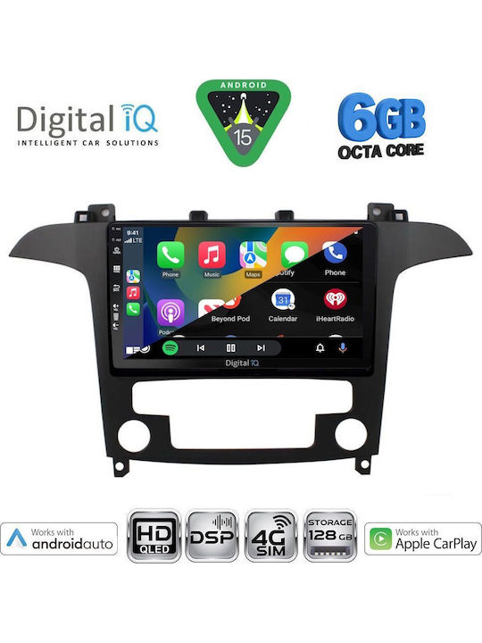 Digital IQ Car Audio System for Ford S-Max 2006-2014 with Clima (Bluetooth/USB/WiFi/GPS/Apple CarPlay/Android Auto) with 9" Touch Screen
