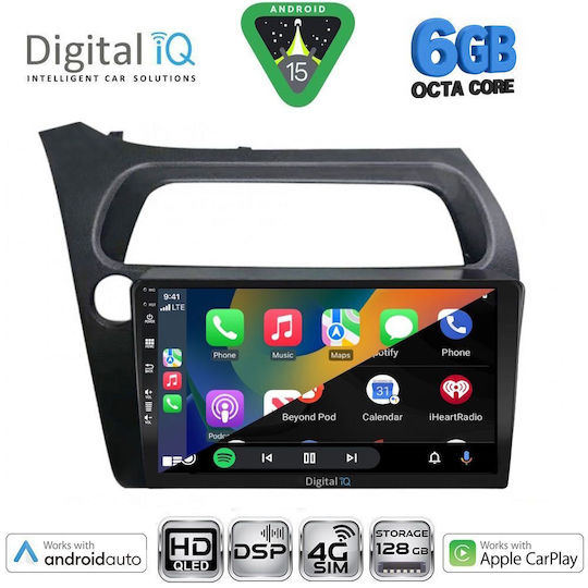 Digital IQ Ηχοσύστημα Αυτοκινήτου για Honda Civic 2006-2012 με Clima (Bluetooth/USB/WiFi/GPS/Apple-Carplay/Android-Auto) με Οθόνη Αφής 9"