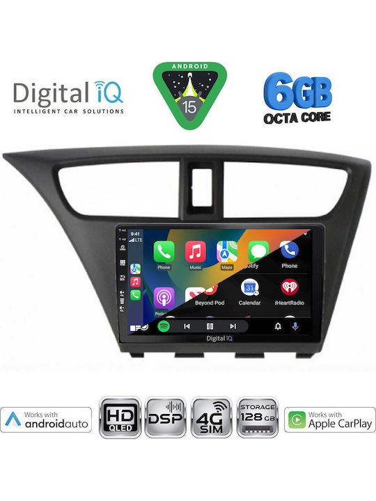 Digital IQ Car Audio System for Honda Civic 2012-2016 (Bluetooth/USB/WiFi/GPS/Apple CarPlay/Android Auto) with 9" Touch Screen