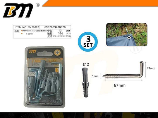 Tradesor Vierkant-Schraubhaken Bypass 5x67x22mm+e12 Set 12 Stücke 3 Paare 200928