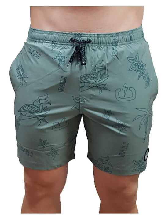 Men's Swimwear Shorts Green With Patterns