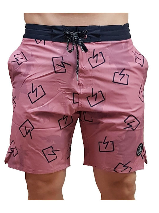 Leisure Men's Swimwear Bermuda Pink with Patterns