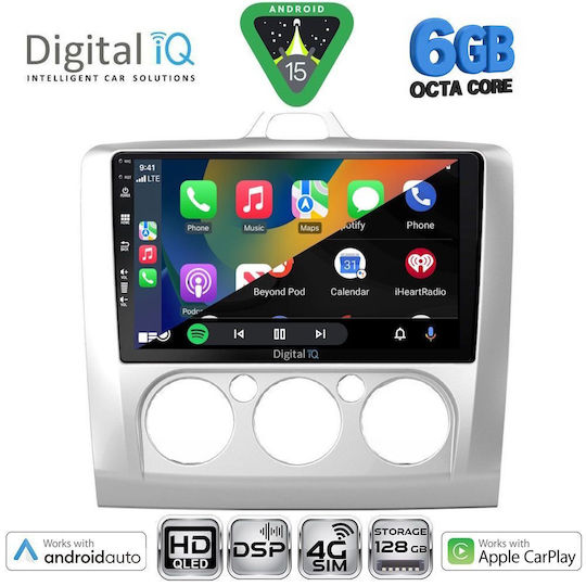 Digital IQ Car Audio System for Ford Focus 2005-2012 with A/C Bluetooth USB WiFi GPS Apple CarPlay Android Auto with 9" Touch Screen