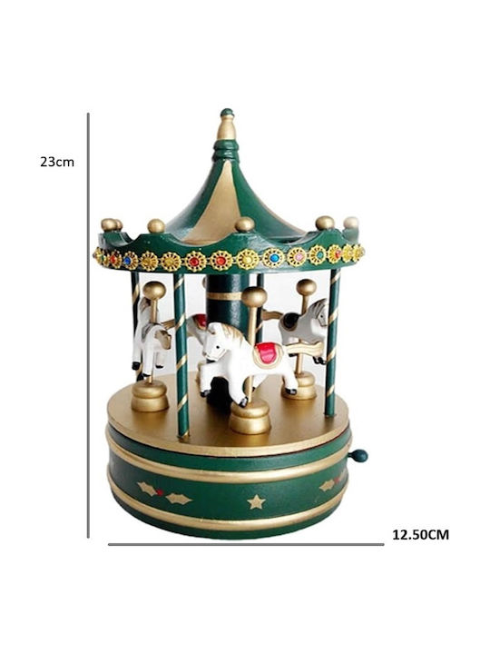 Wind-Up Christmas Decorative Carousel Green 23x12.5cm