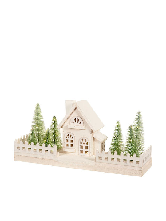 Weihnachtliches Beleuchtetes Dekofiguren Haus Weiß 52x25x15cm