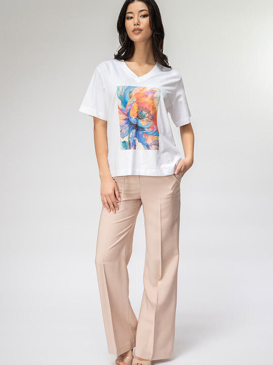 Beth Tricou Damă Floral Alb