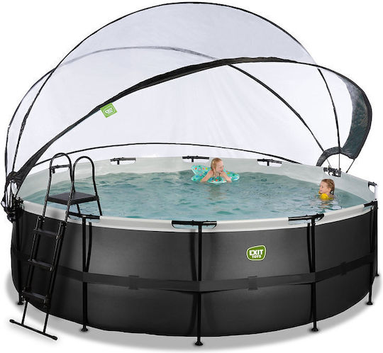 Exit Toys Кръгъл Басейн С Метална Рамка 488x122см Черен