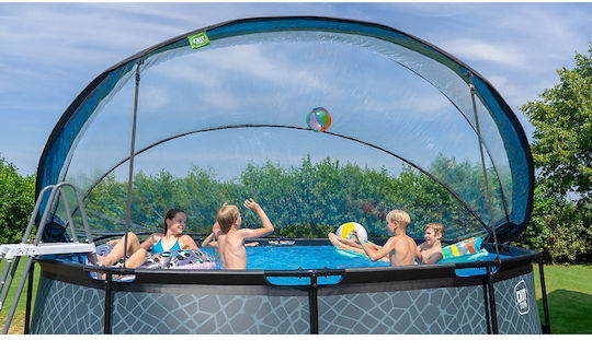 Exit Toys Stone Runde Schwimmbecken mit Metallic-Rahmen Grau