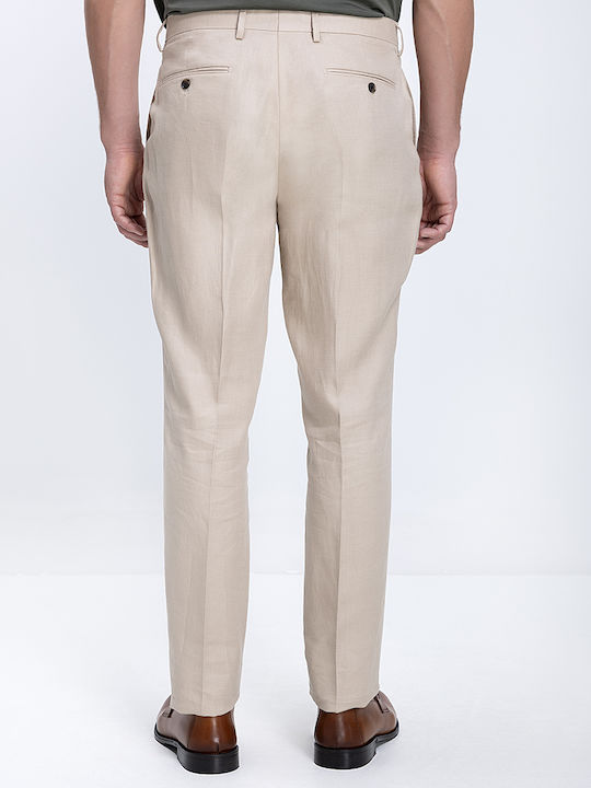 Men's Slim Fit Beige Trousers