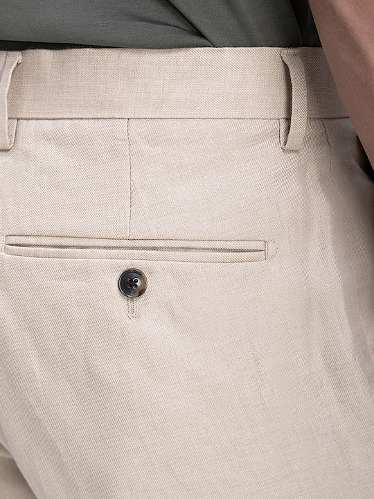 Men's Slim Fit Beige Trousers