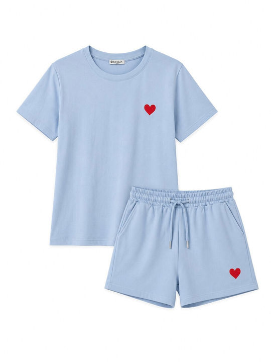 Women's Light Blue Set with Trousers with Rubber Band