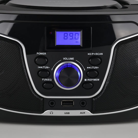 Telemax VT-832 Tragbares Soundsystem mit Bluetooth CD MP3 USB Radio Schwarz