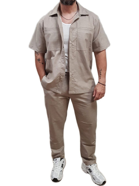 Cover Ανδρικό Παντελόνι Chino Ελαστικό Relaxed Fit Beige