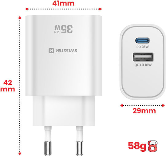 Swissten USB-C Universal Laptop Charger 87W without Power Cable
