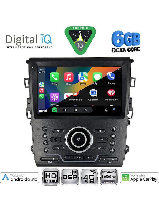 Digital IQ Auto-Audiosystem für Ford Mondeo 2014-2023 mit Klima (Bluetooth/USB/Eingebautes Wi-Fi/GPS/Apple CarPlay/Android Auto) mit Touchscreen 9 Zoll