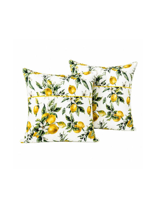 Kotonia Home Sofa-Kissen aus 100% Baumwolle Gelb 50x50cm
