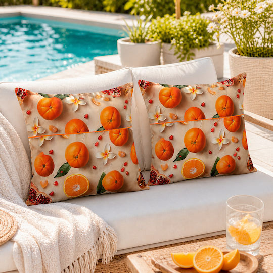 Kotonia Home Sofa Cushion 100% Cotton Orange 50x50cm